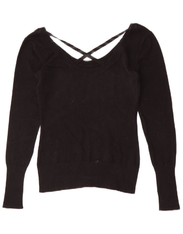 Blusa feminina Guess com estampa gráfica de manga comprida UK 8 pequena preta