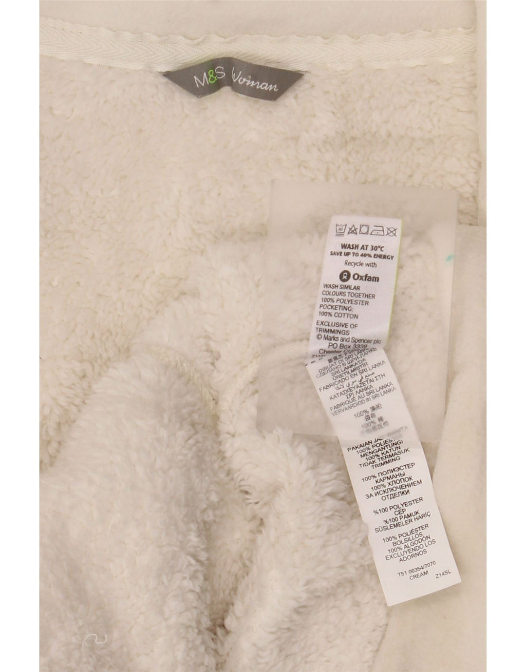 Jaqueta de lã feminina Marks & Spencer UK 20 2XL algodão branco