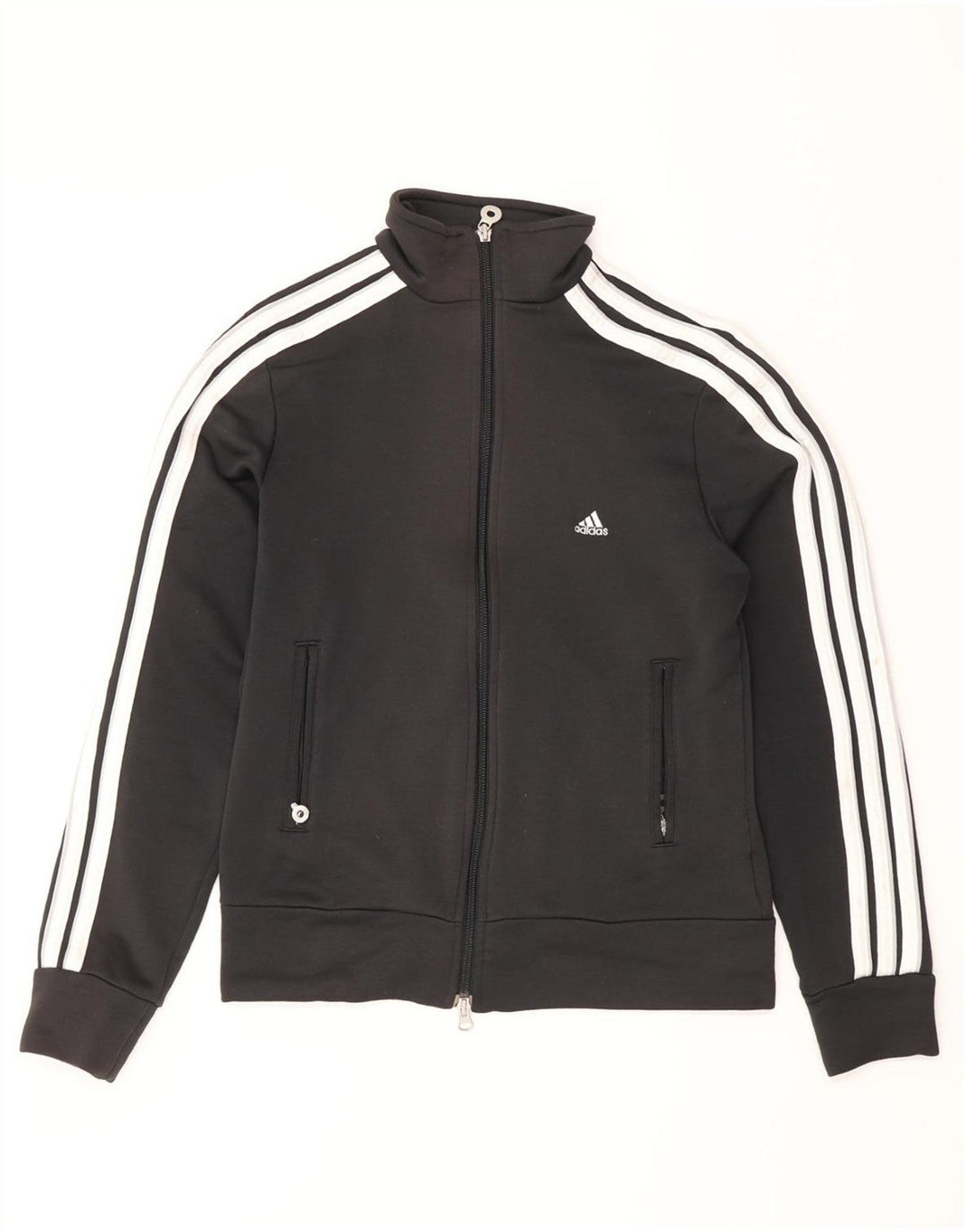 ADIDAS Womens Tracksuit Top Jacket UK 12 Medium Black Colourblock