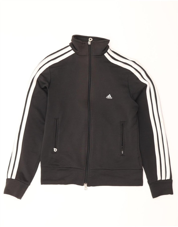 ADIDAS Womens Tracksuit Top Jacket UK 12 Medium Black Colourblock