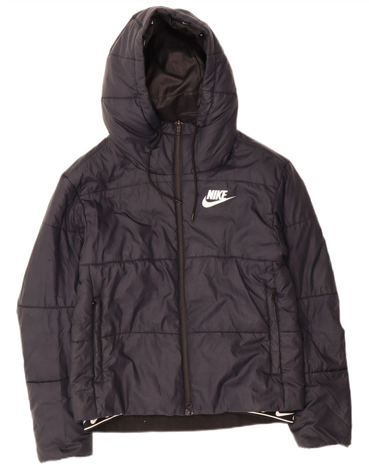 Jaqueta acolchoada com capuz feminina Nike UK 10 pequena poliéster preta