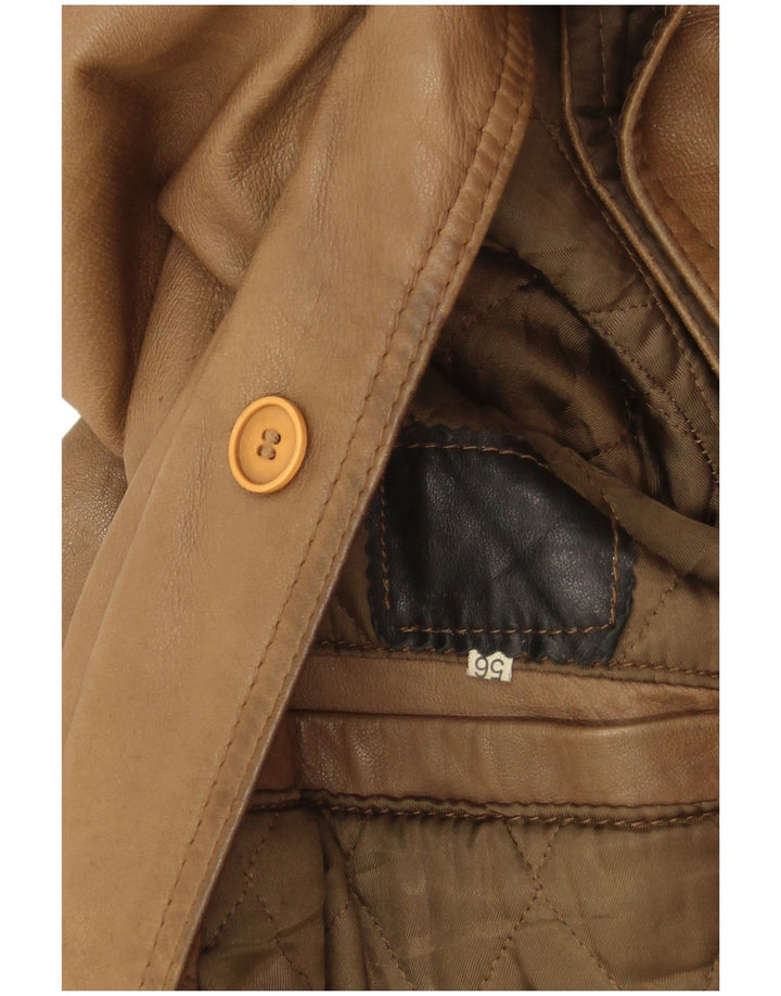 Jaqueta de couro masculina vintage IT 56 3XL marrom