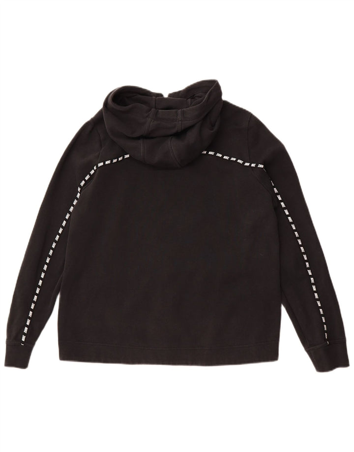 Suéter Nike feminino com capuz e zíper gráfico UK 14 médio algodão preto