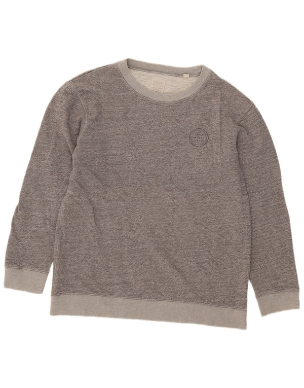 Jack Wills moletom feminino jumper UK 12 algodão manchado cinza médio