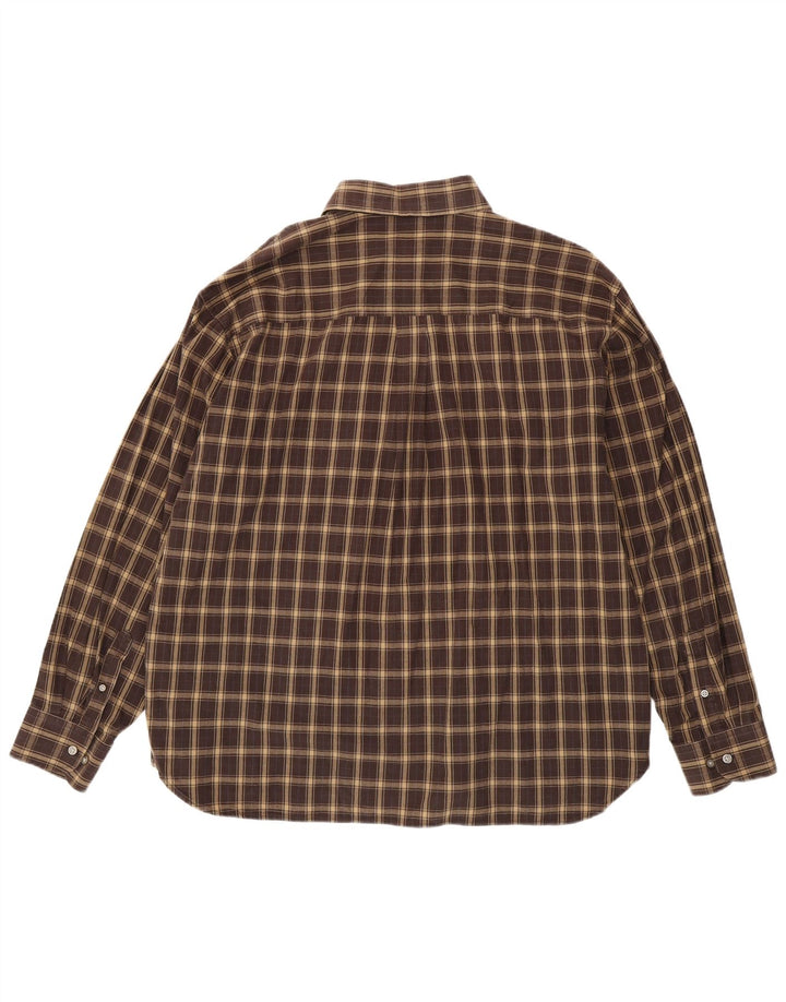 Camisa masculina Izod XL marrom xadrez algodão