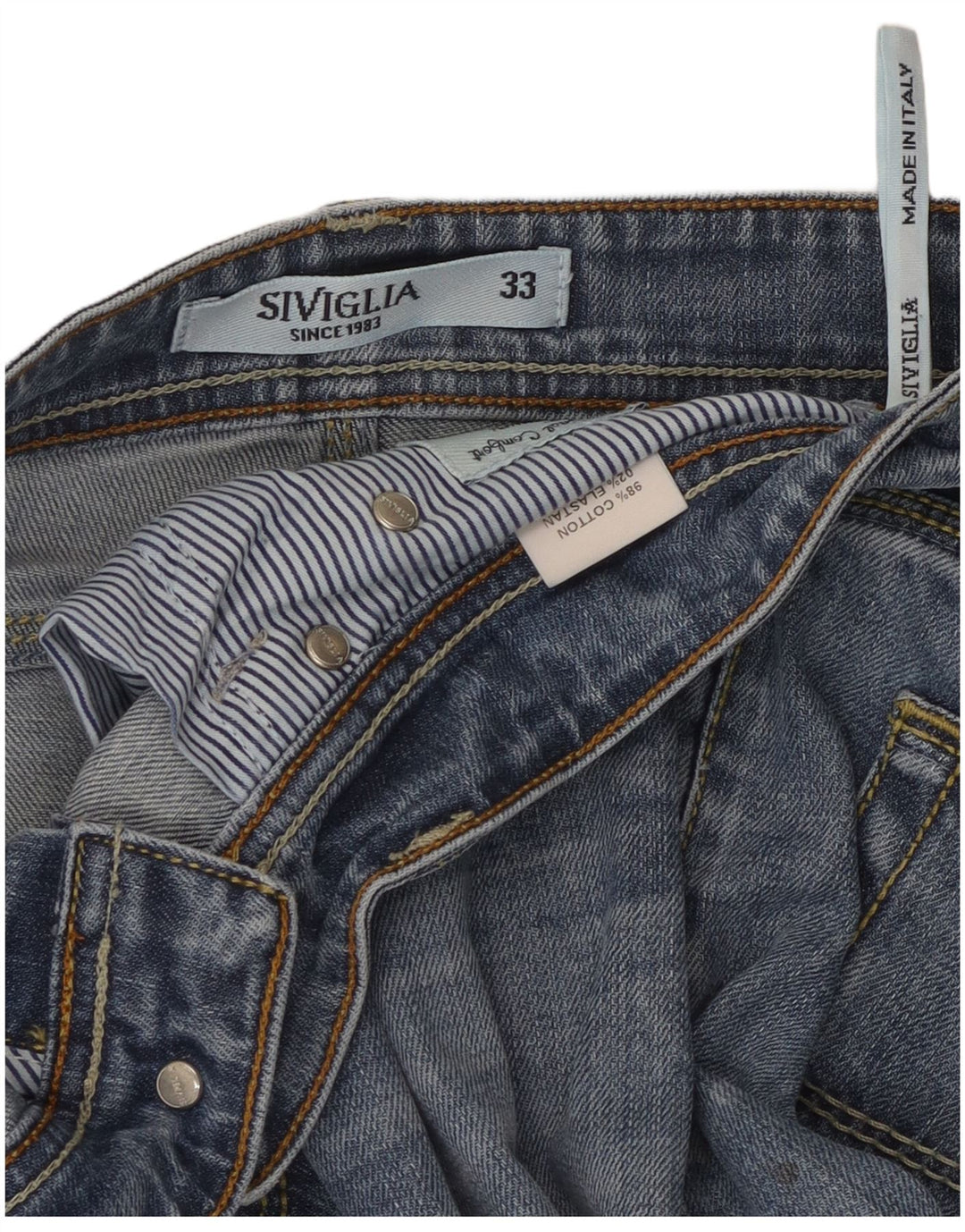 Calça jeans reta masculina SIVIGLIA W33 L30 algodão azul