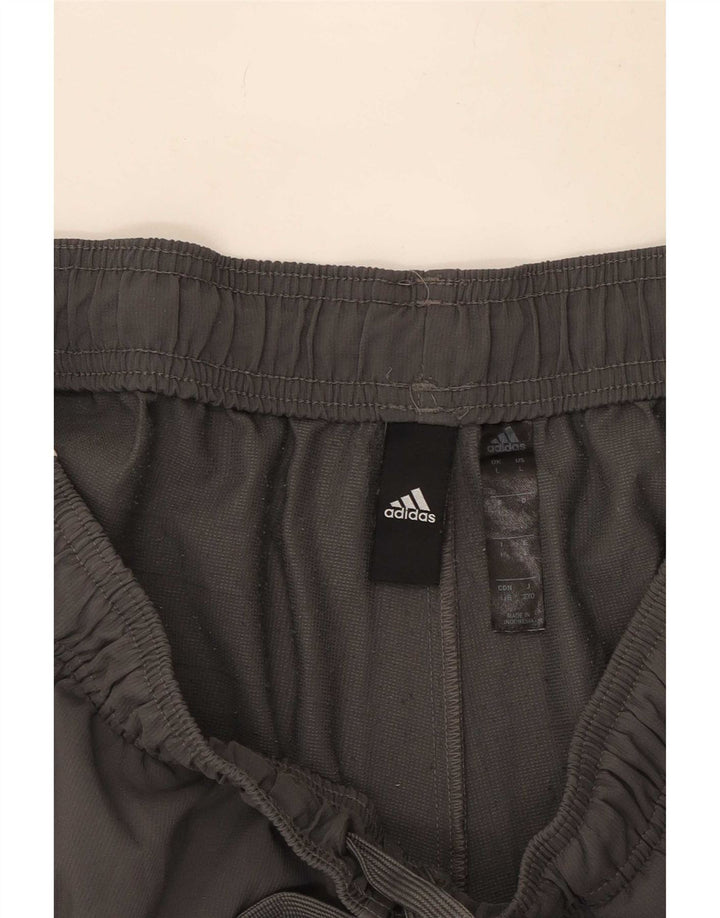 Shorts esportivos masculinos Adidas grande poliéster cinza