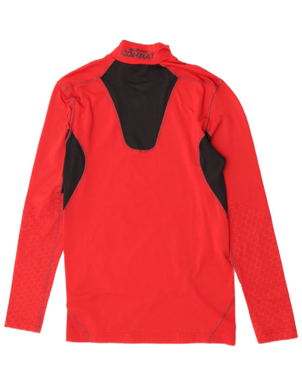Top gráfico Nike masculino Dri Fit manga comprida médio vermelho colorblock esportivo