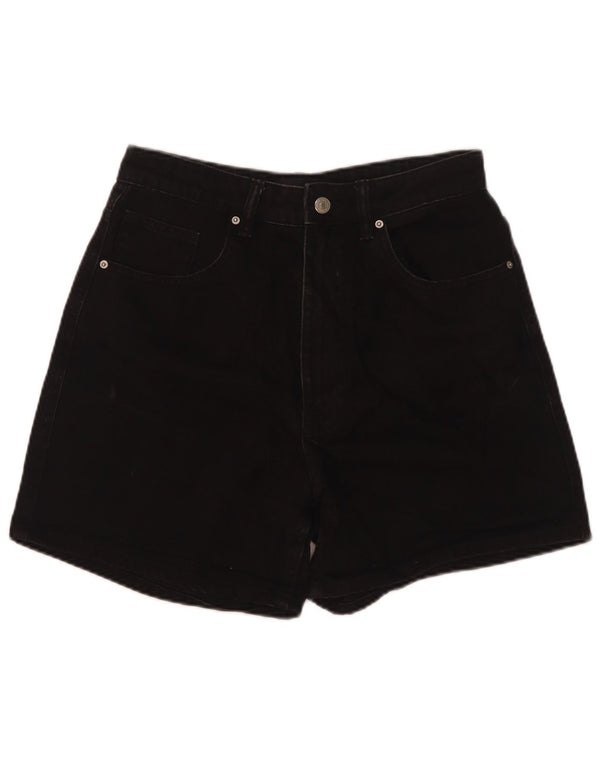 Zara Shorts jeans feminino de cintura alta UE 38 pequeno W28 algodão preto
