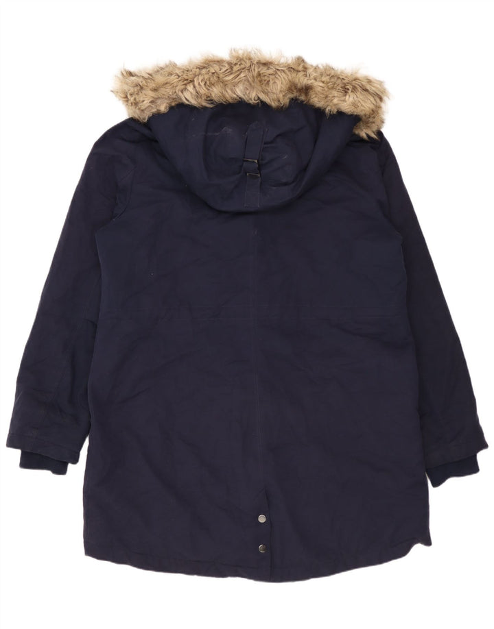 Jaqueta parka feminina com capuz grande Marks & Spencer Reino Unido 14 grande azul marinho