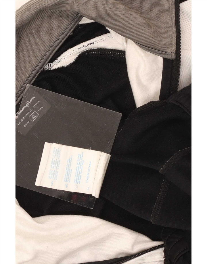 Champion Mens Tracksuit Top Jacket XL Preto Colourblock Poliéster