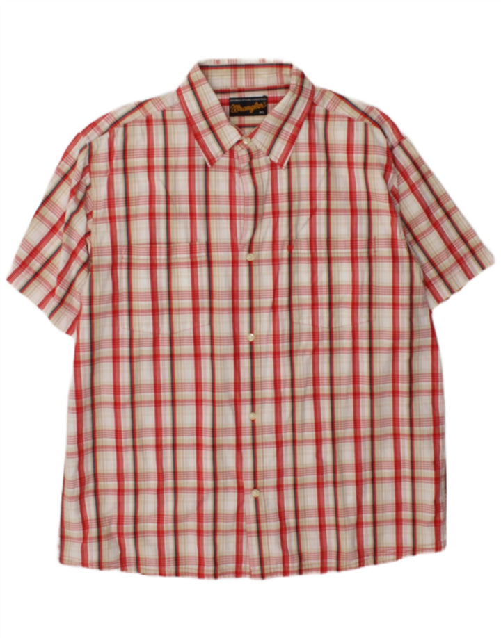 Camisa Wrangler masculina de manga curta XL vermelho xadrez algodão