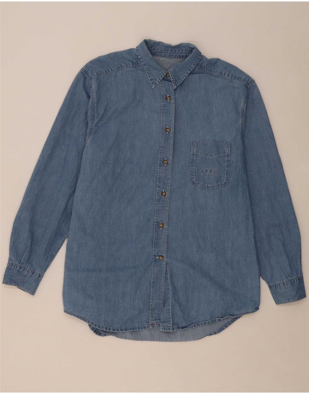 Camisa jeans feminina JOOP algodão azul médio