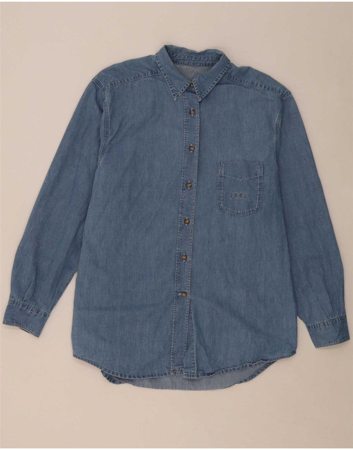 Camisa jeans feminina JOOP algodão azul médio