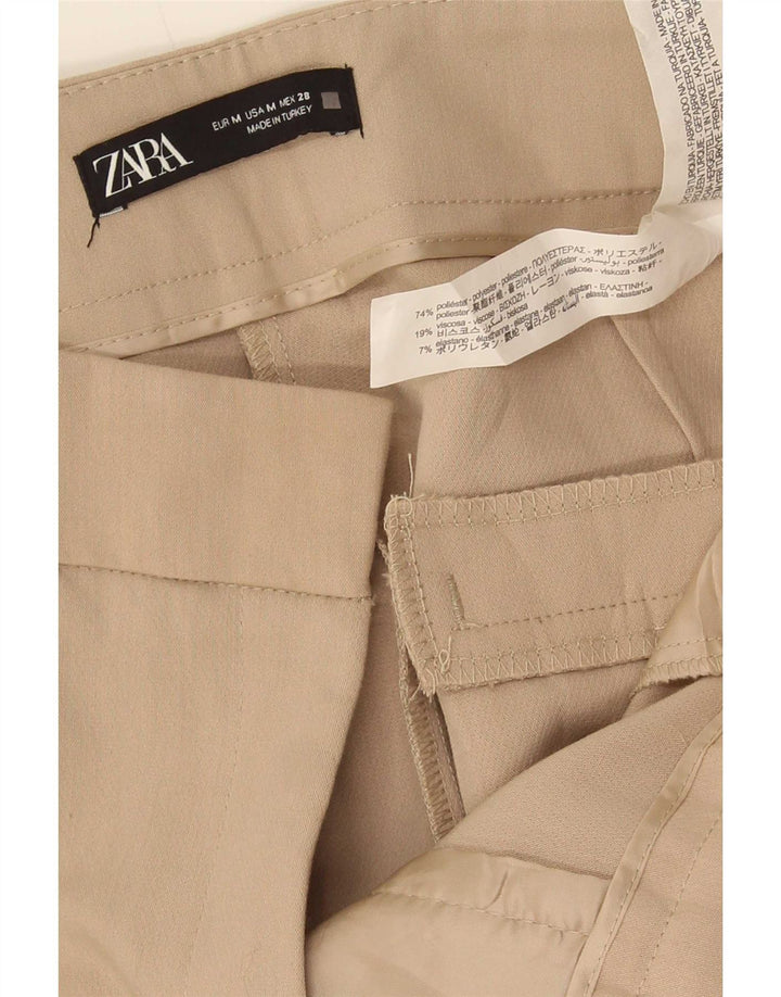 Zara Calça feminina reta de terno médio W28 L27 poliéster bege