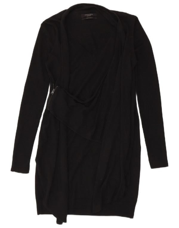 Vestido jumper feminino de manga comprida All Saints Reino Unido 12 lã merino preto médio
