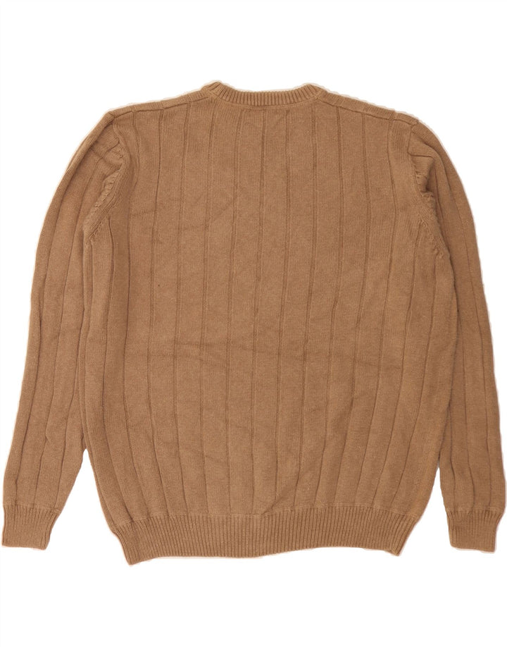 DOCKERS Mens Crew Neck Jumper Sweater XL Brown Striped Cotton Vintage Dockers and Second-Hand Dockers from Messina Hembry 