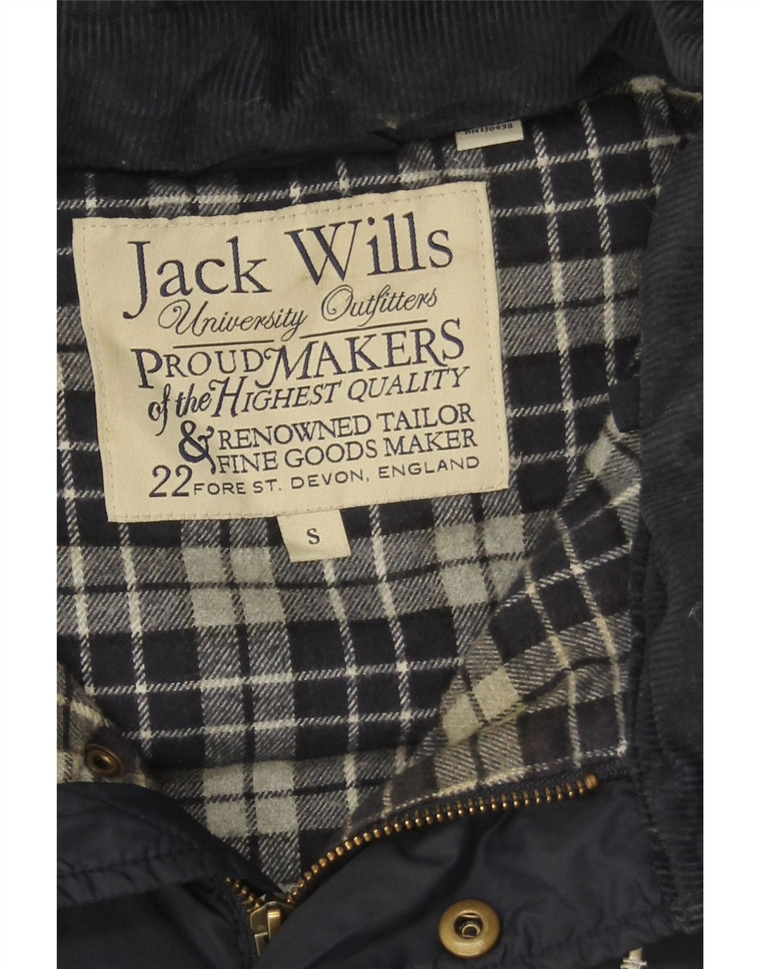 Colete masculino acolchoado com capuz Jack Wills UK 36 pequeno azul marinho