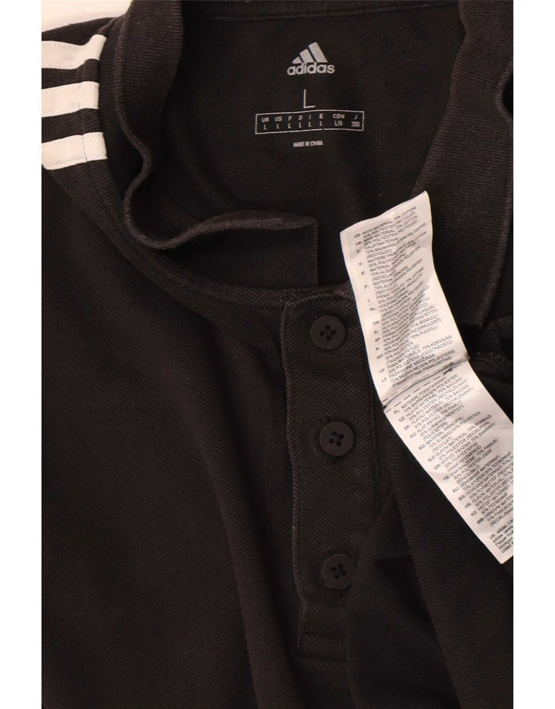 Camisa polo masculina Adidas grande algodão preto