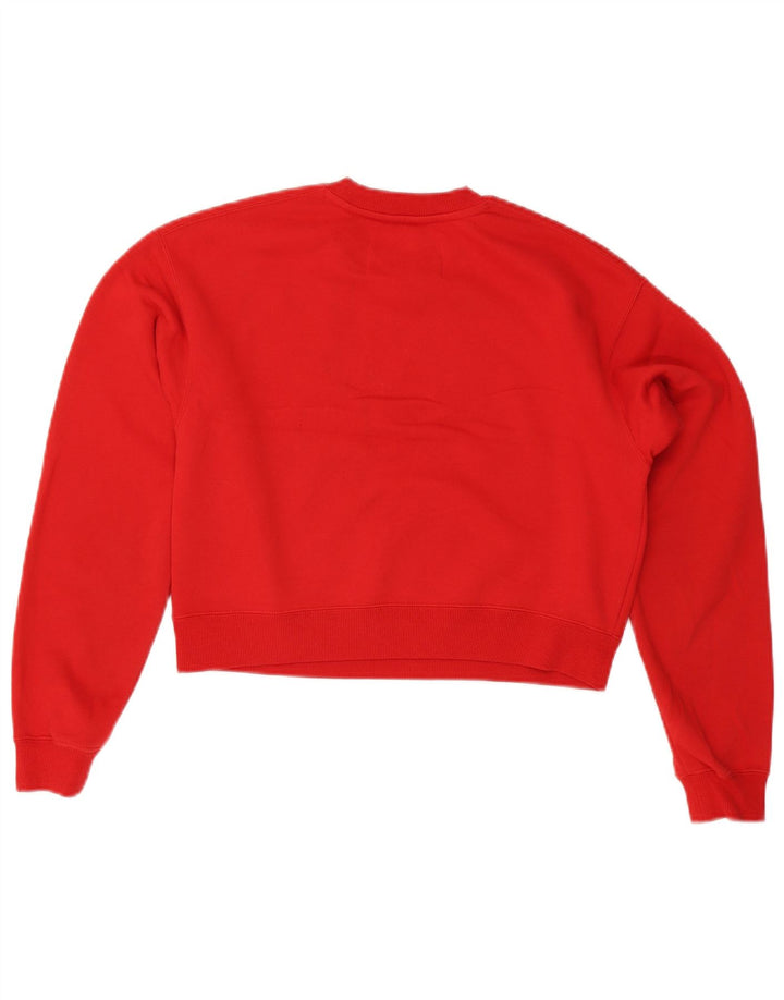 CALVIN KLEIN JEANS Suéter feminino oversized cropped UK 6 XS vermelho
