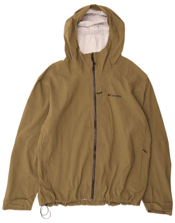 Jaqueta de chuva masculina Columbia com capuz UK 44 2XL verde nylon esportivo