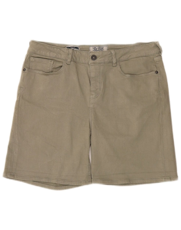 Shorts jeans feminino Fat Face UK 12 médio W32 algodão cáqui