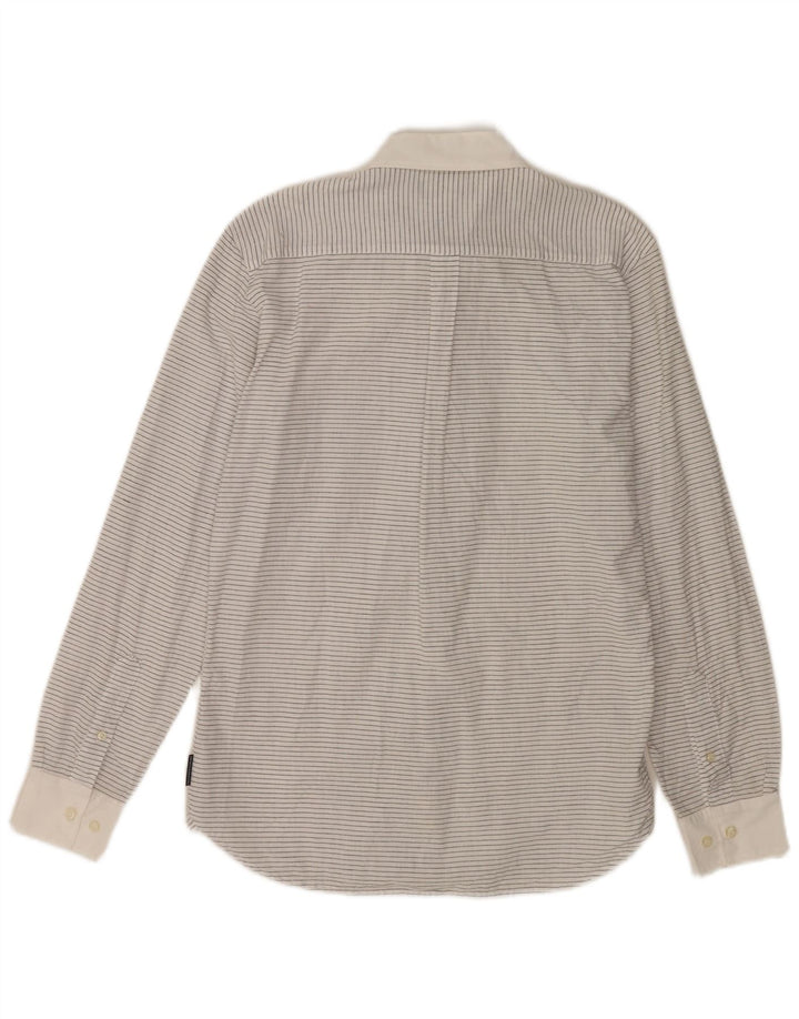 Camisa masculina FRENCH CONNECTION pequena listrada branca de algodão