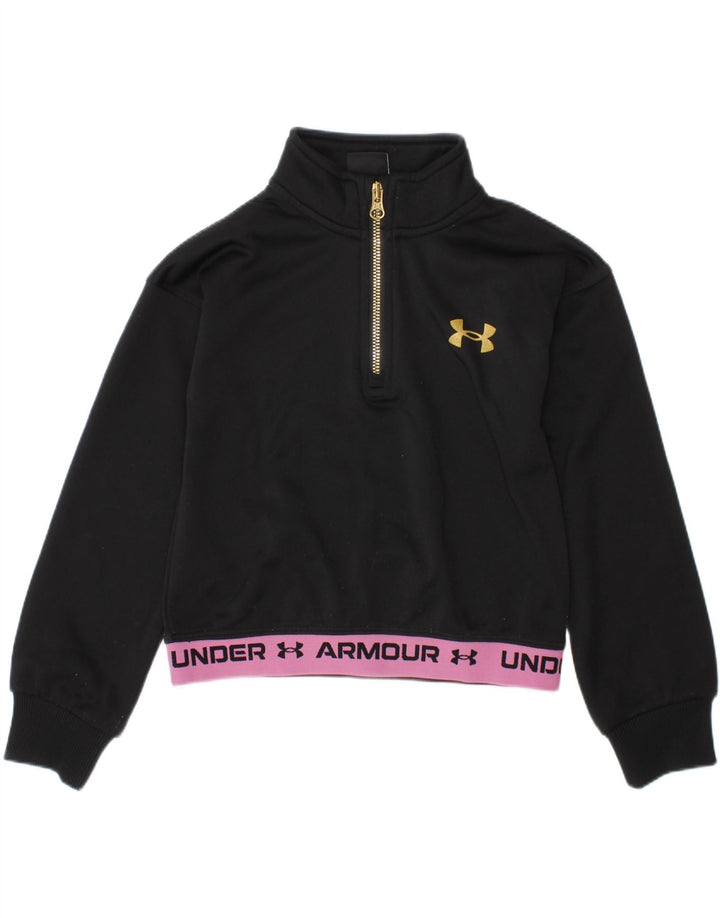 UNDER ARMOUR Suéter feminino com zíper e gola em bloco colorido preto de 4 a 5 anos
