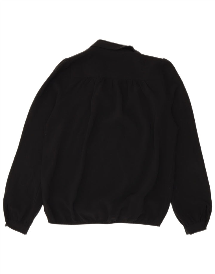 Blusa feminina Sisley manga comprida oversized UK 6 XS preto poliéster