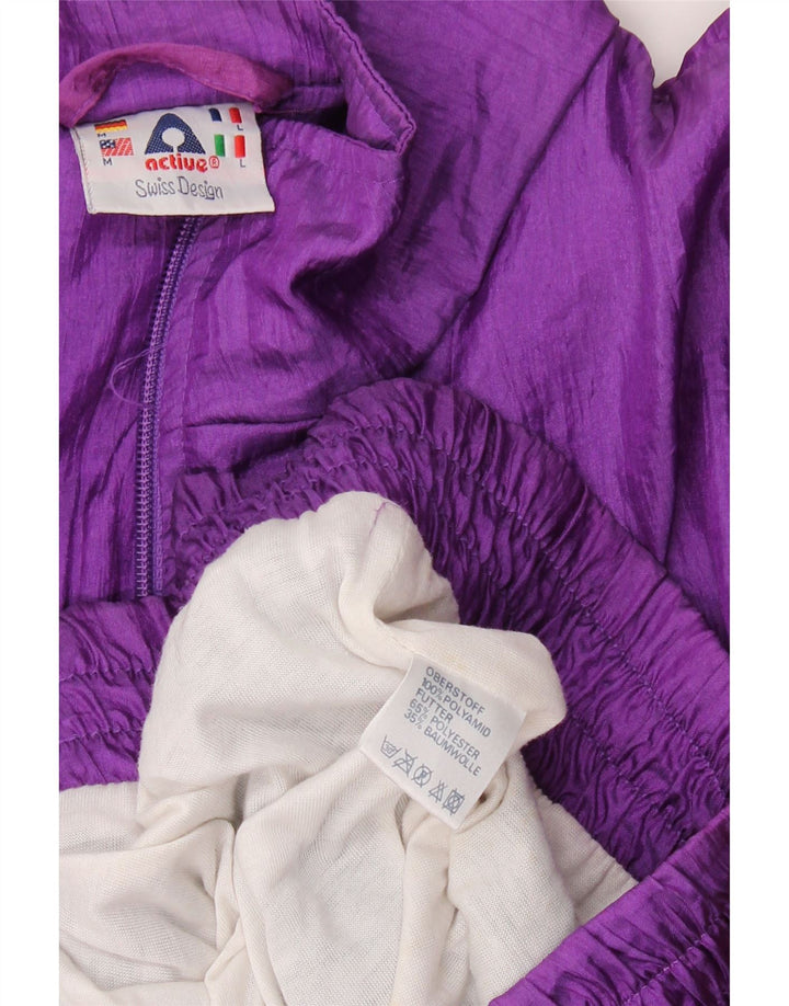 Active Mens Loose Fit Full Tracksuit Roxo Médio Colourblock Poliamida