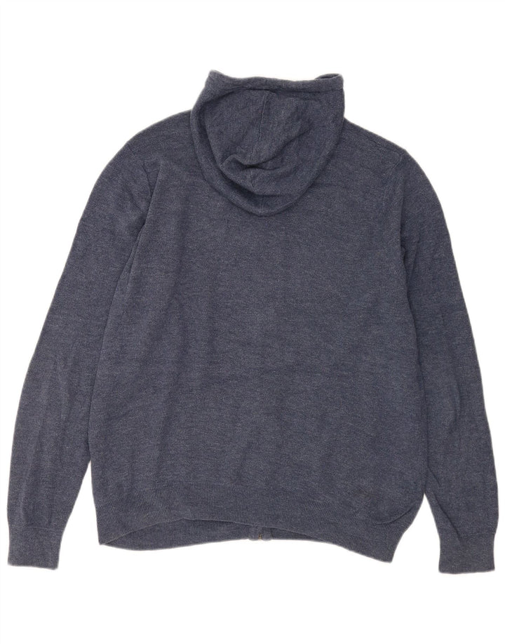 Suéter cardigã masculino com capuz Marks & Spencer algodão azul médio