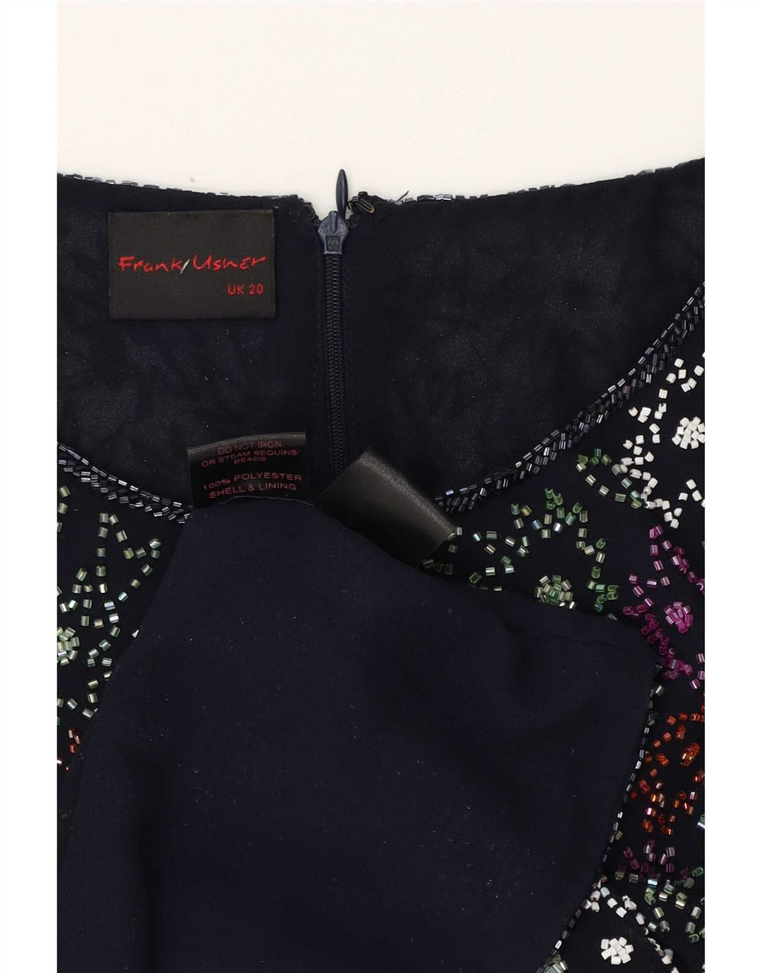 Blusa feminina Frank Usher Top UK 20 2XL azul marinho floral poliéster