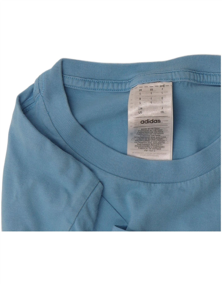 Adidas Mens Camiseta Top Grande Algodão Azul