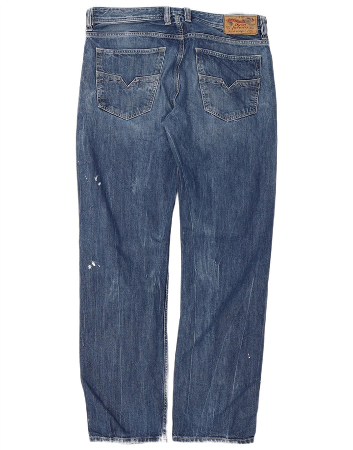 Diesel masculino Larkee-Relaxed jeans reto desgastado W34 L32 azul