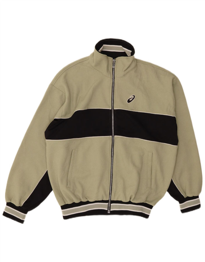 ASICS Mens Graphic Tracksuit Top Jacket Grande Verde Colorblock Poliéster