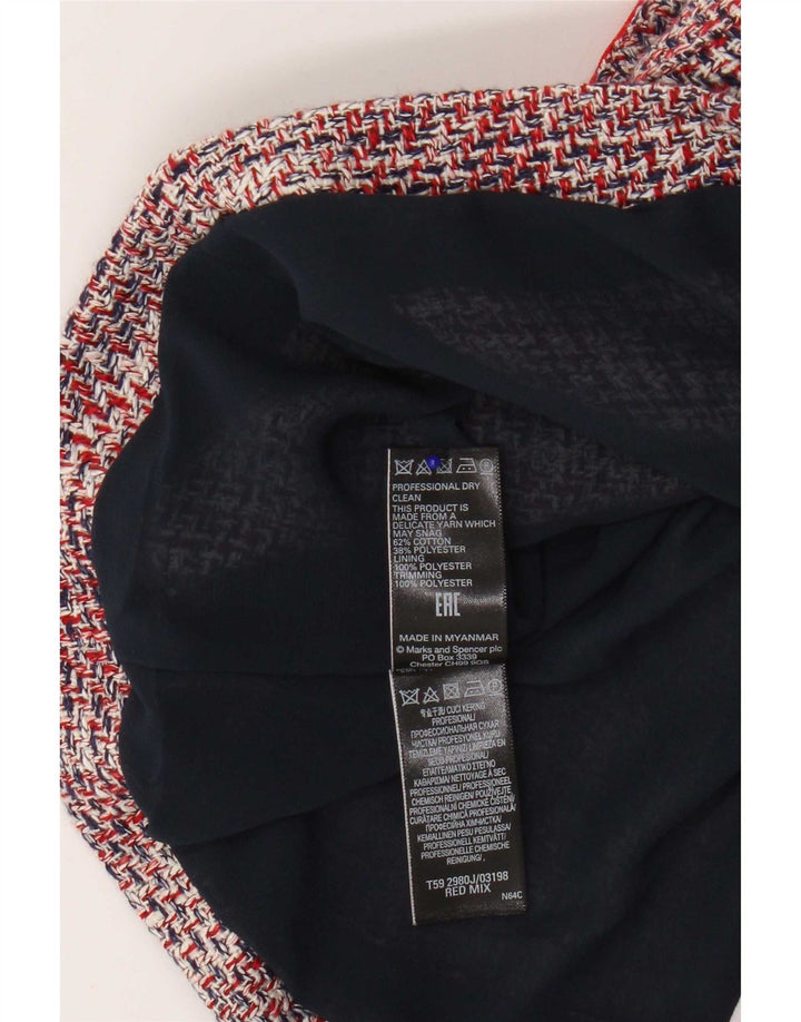 Jaqueta blazer feminina Marks & Spencer UK 12 algodão manchado vermelho médio
