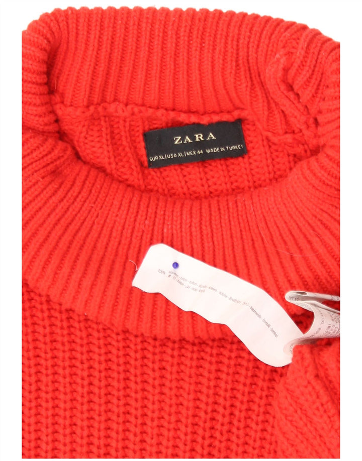 Zara Suéter masculino com gola redonda XL algodão vermelho