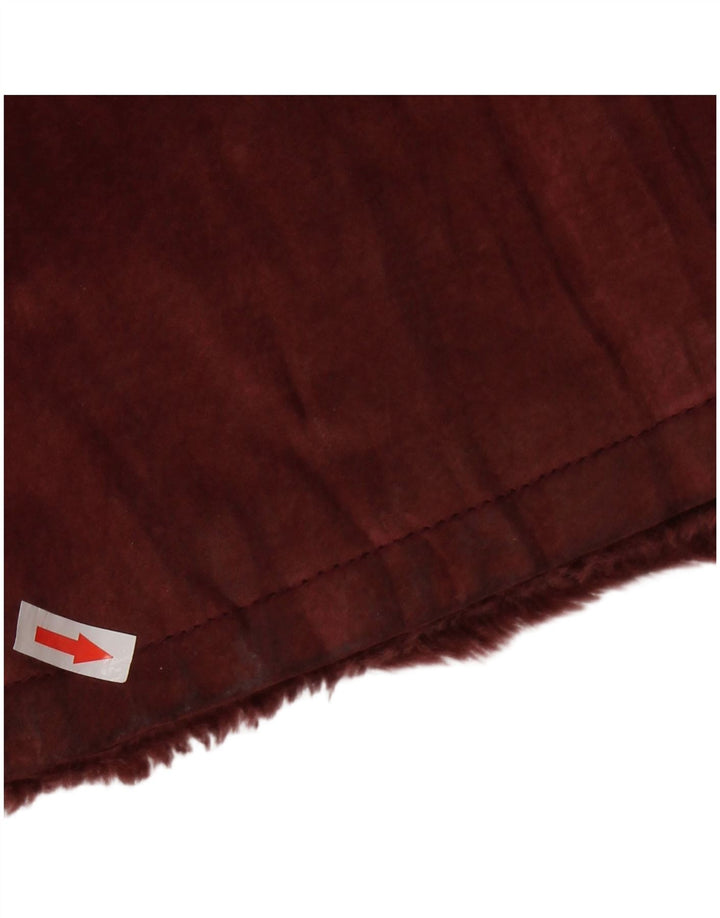 Jaqueta feminina VINTAGE de camurça Sherpa Reino Unido 14 couro médio Borgonha