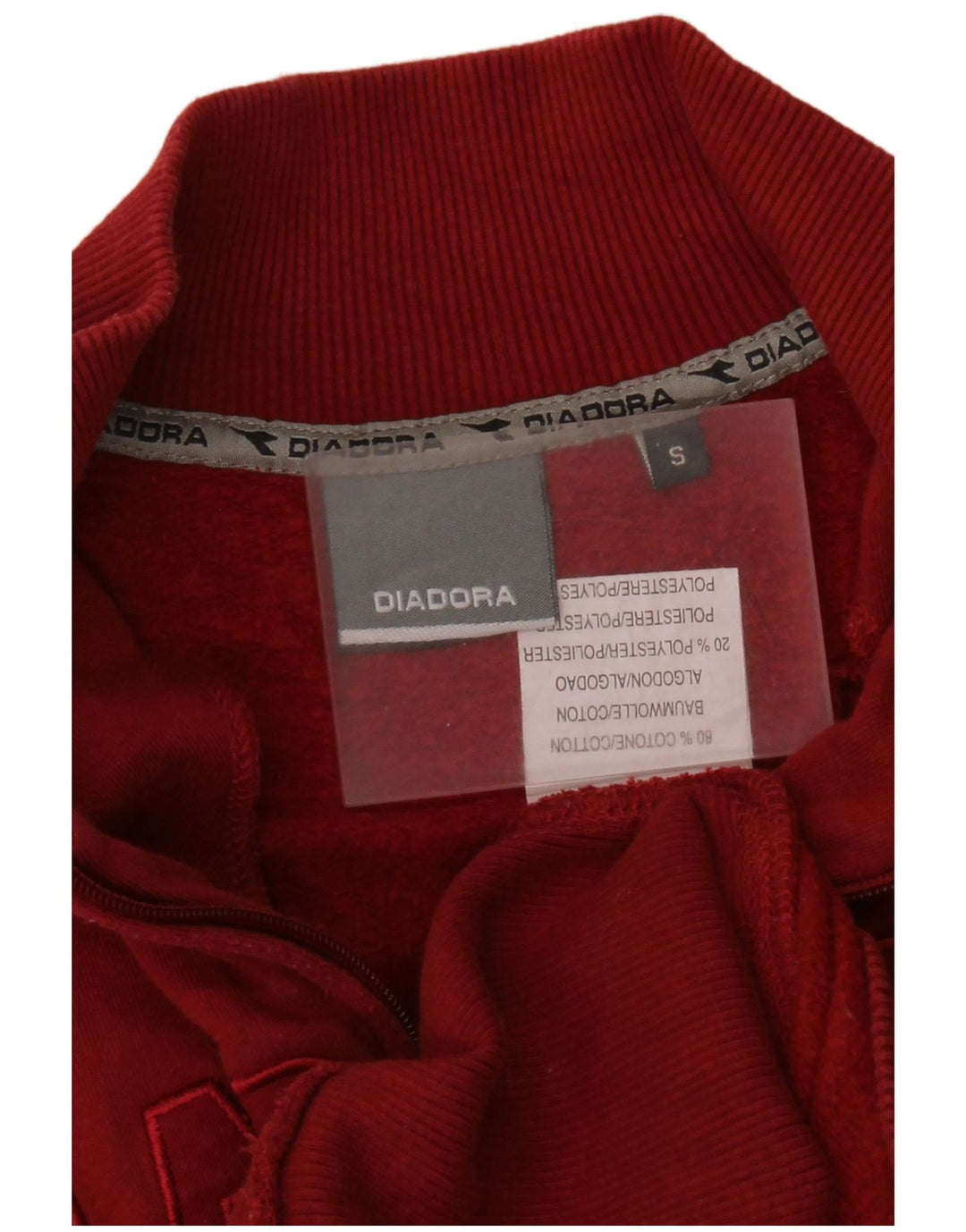 Suéter Diadora feminino oversized gráfico com zíper e gola UK 10 pequeno vermelho