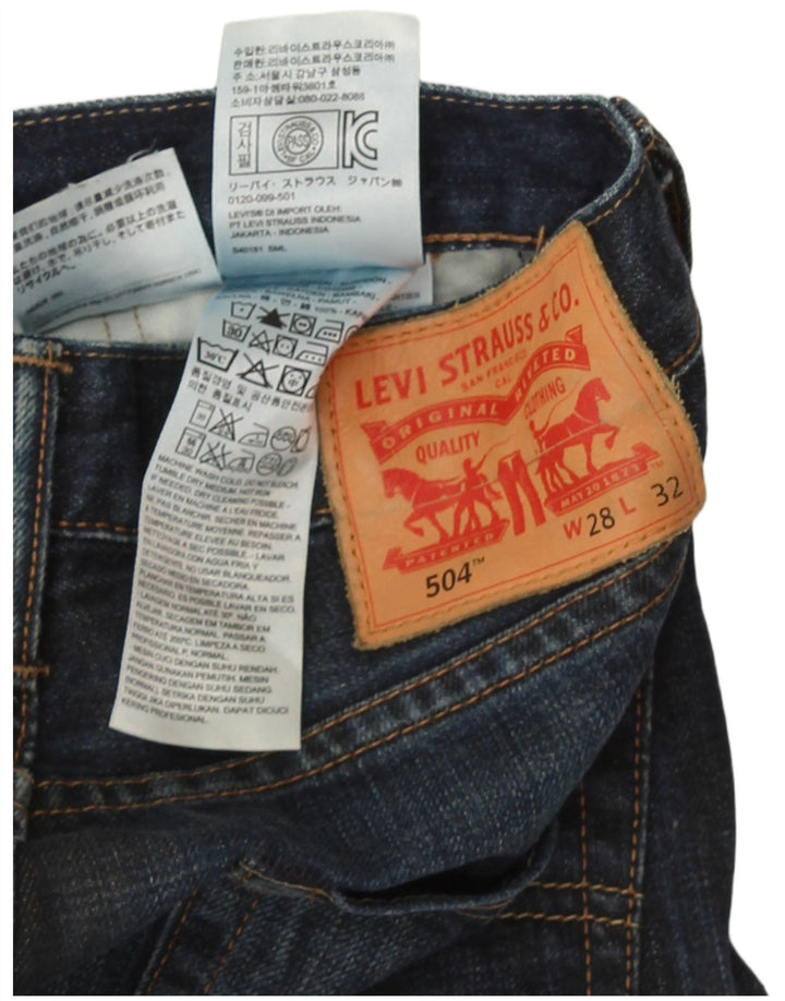 Levi's Masculino 504 Straight Jeans W28 L32 Azul Marinho Algodão
