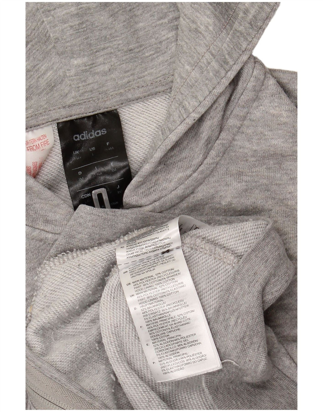 ADIDAS Suéter feminino com capuz e zíper gráfico 13-14 anos algodão cinza