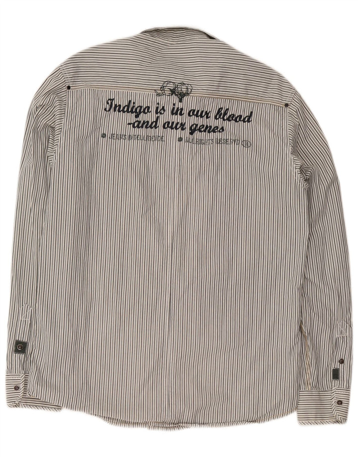 Camisa gráfica masculina Jack & Jones grande algodão listrado cinza