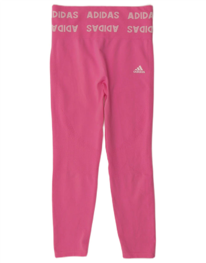 ADIDAS Womens Graphic Leggings UK 12/14 Médio Rosa Poliéster