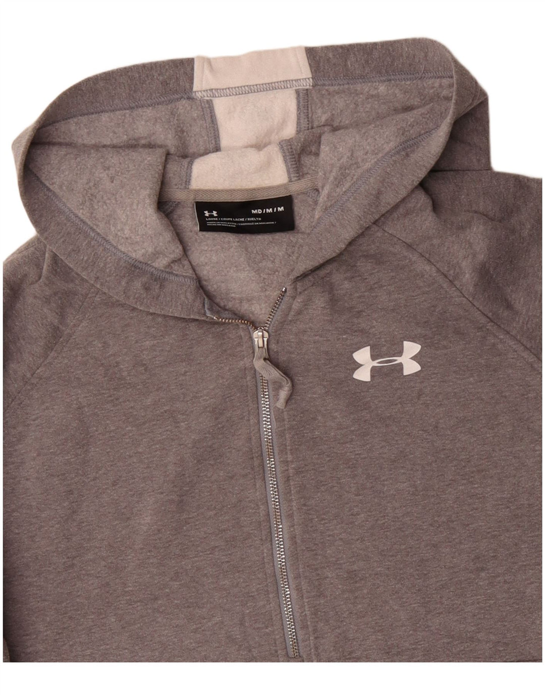 UNDER ARMOUR Suéter masculino com capuz e gola com zíper gráfico bloco colorido cinza médio