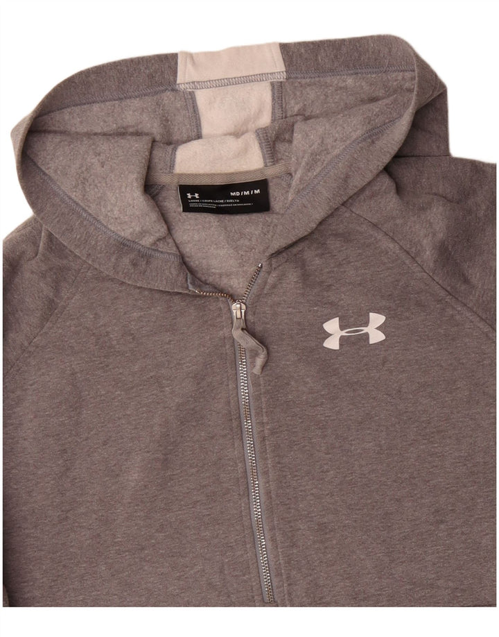 UNDER ARMOUR Suéter masculino com capuz e gola com zíper gráfico bloco colorido cinza médio
