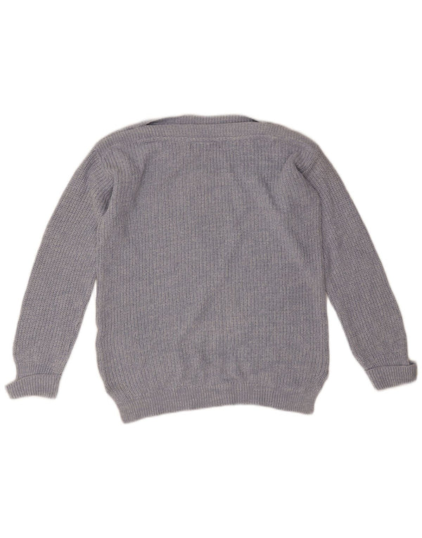 Suéter feminino Marks & Spencer grande com gola canoa Reino Unido 10 pequeno azul