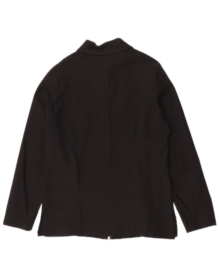 Jaqueta feminina vintage Blouson UK 14 Viscose preta média