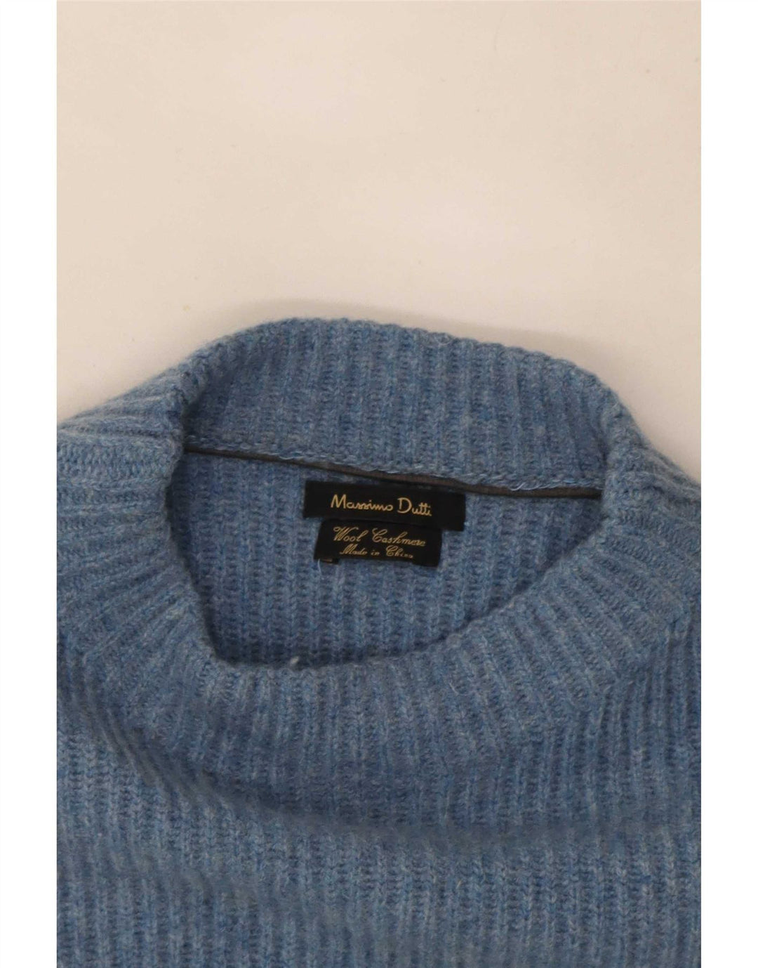 Suéter masculino Massimo Dutti com gola tartaruga de lã azul médio