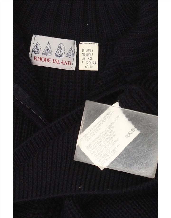 Suéter masculino Rhode Island com zíper e gola 2XL lã azul marinho