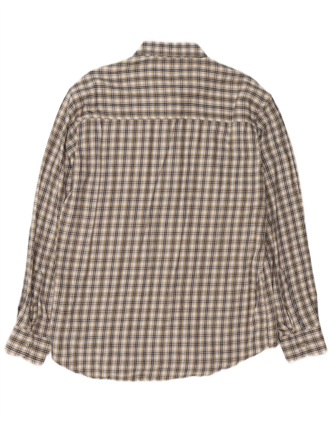 Camisa masculina de flanela VINTAGE grande algodão xadrez bege